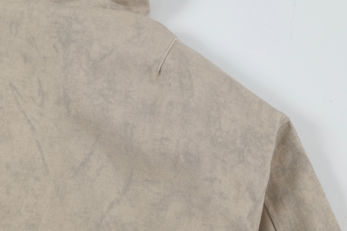 Faux-Shearling Lined Washed Hooded Bomber Jacket