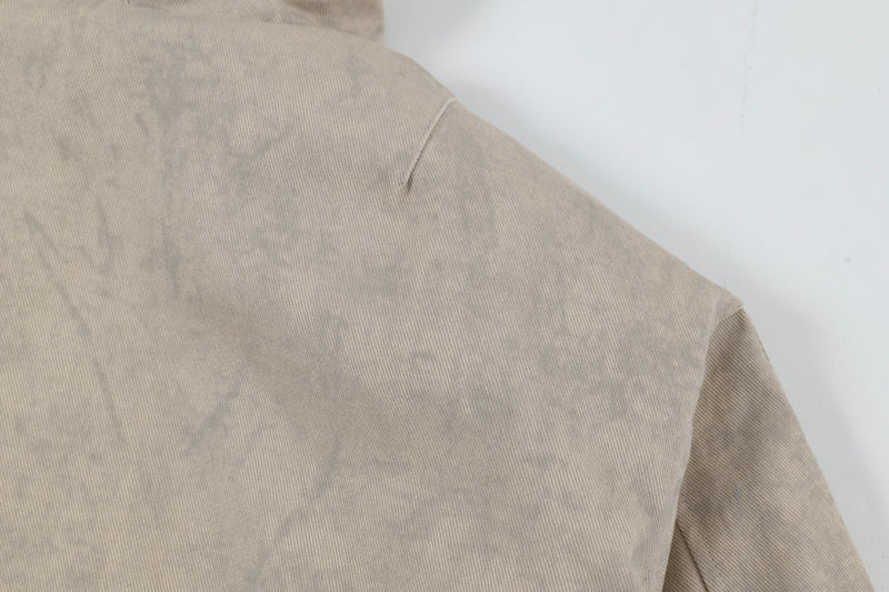 Faux-Shearling Lined Washed Hooded Bomber Jacket