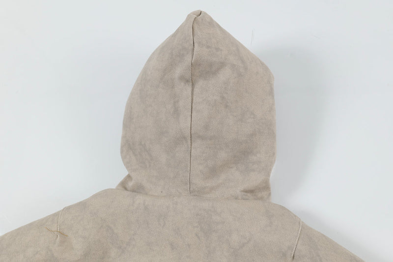 Faux-Shearling Lined Washed Hooded Bomber Jacket