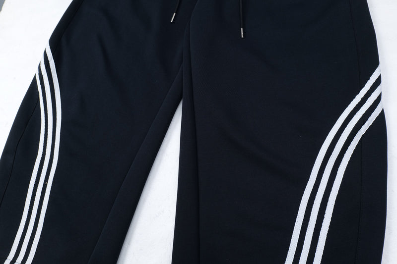 Curved Triple-Stripe Wide-Leg Track Pants | Streetwear