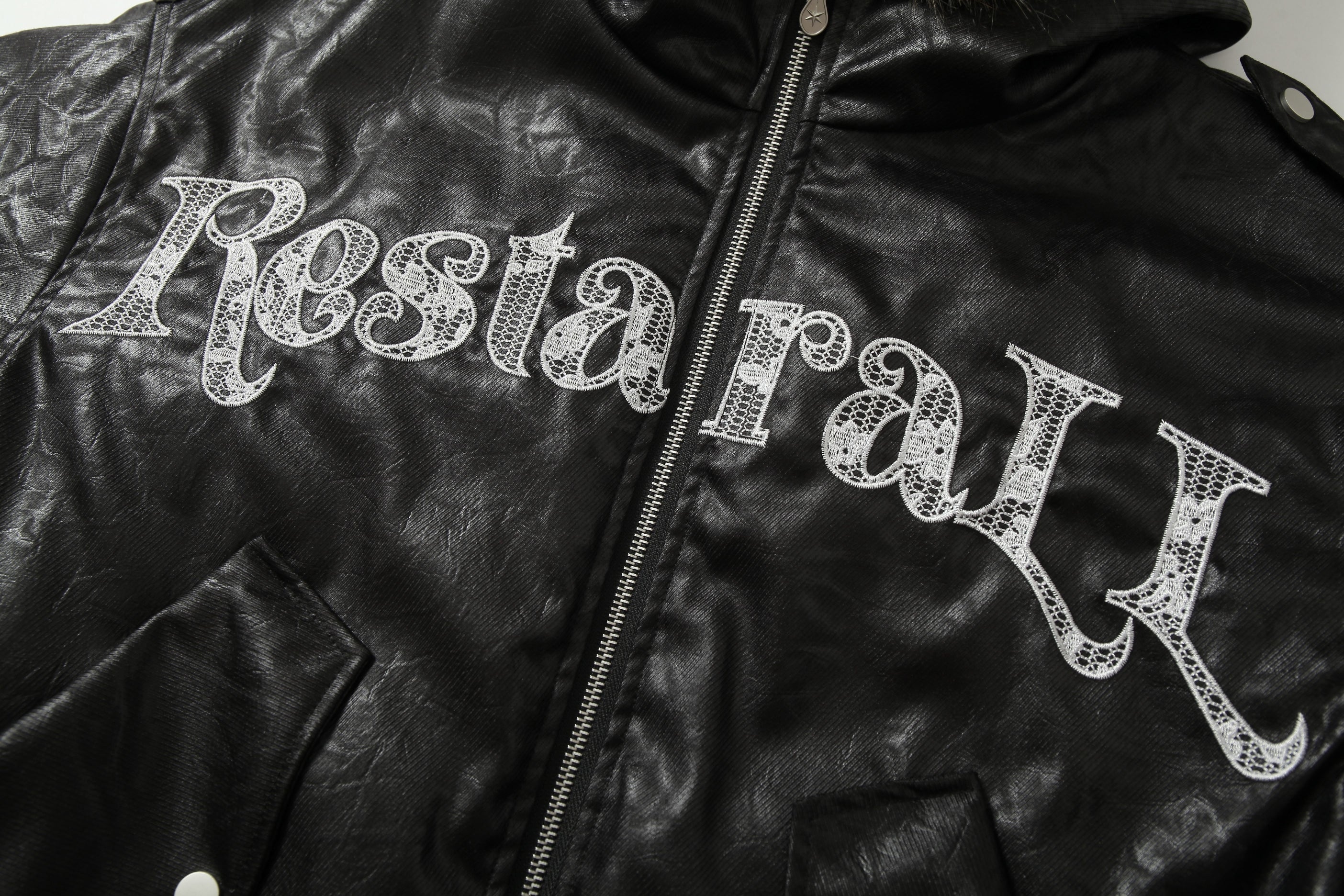 Fur-Trim Hooded Faux Leather Bomber Jacket | Restarall