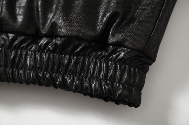 Fur-Trim Hooded Faux Leather Bomber Jacket | Restarall
