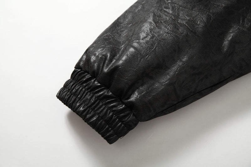 Fur-Trim Hooded Faux Leather Bomber Jacket | Restarall