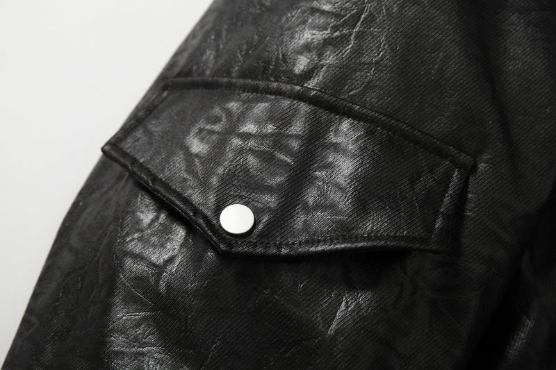 Fur-Trim Hooded Faux Leather Bomber Jacket | Restarall