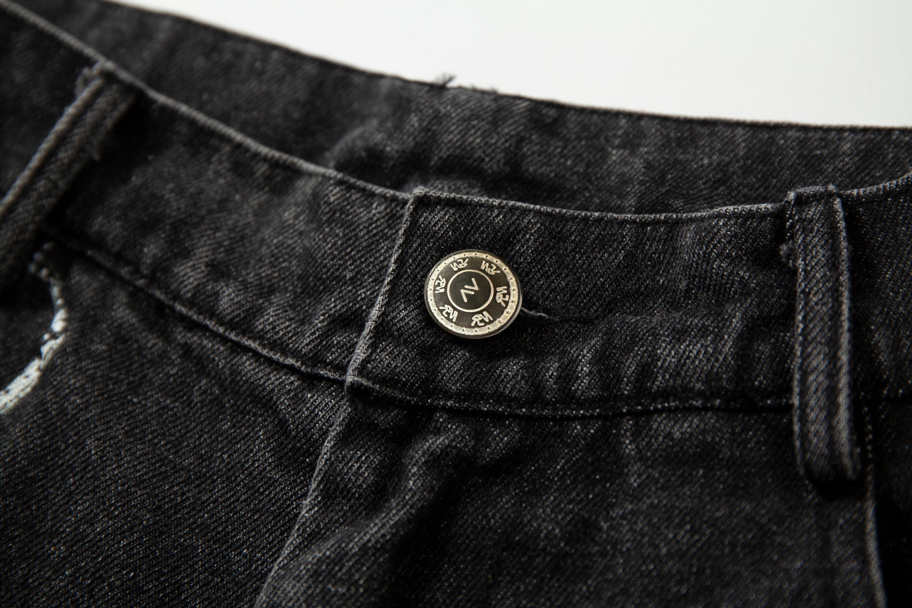 Plaid Hem Washed Denim Jeans | Wide-Leg Punk Street Style
