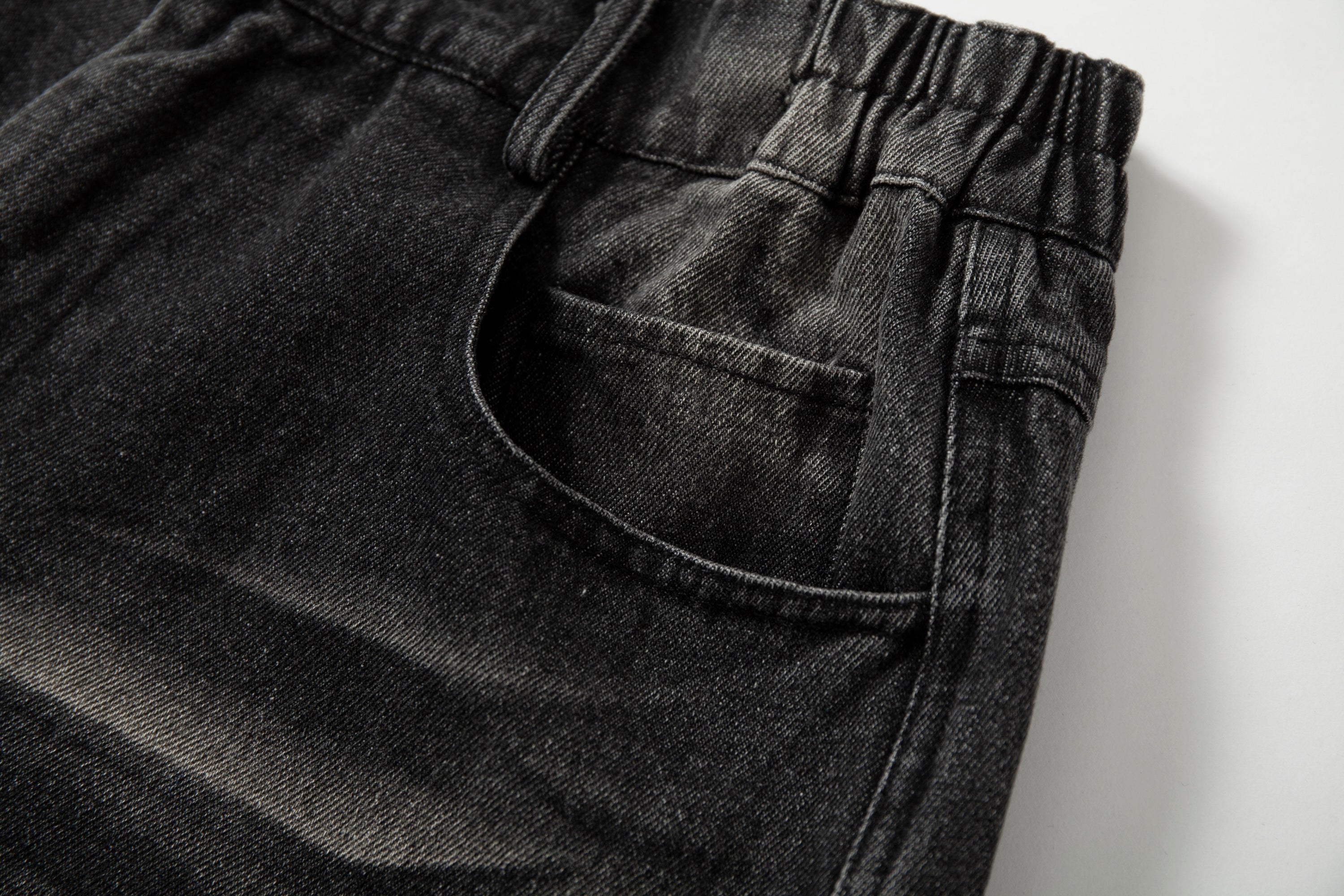 Plaid Hem Washed Denim Jeans | Wide-Leg Punk Street Style