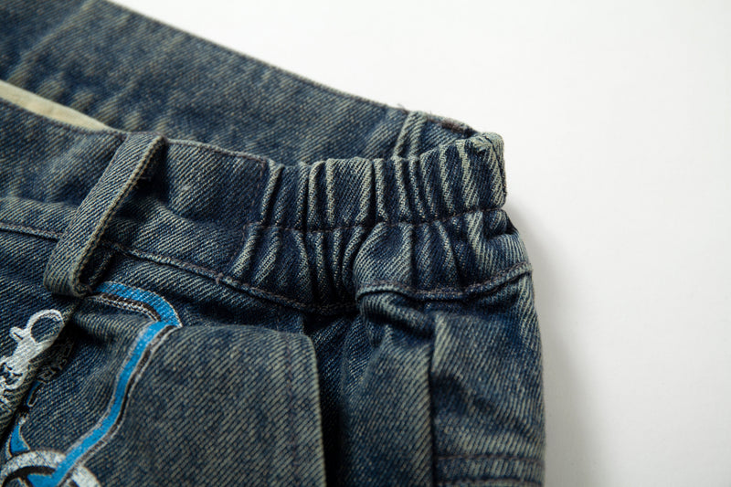 Omirad Patchwork Camo Panel Distressed Denim Jeans