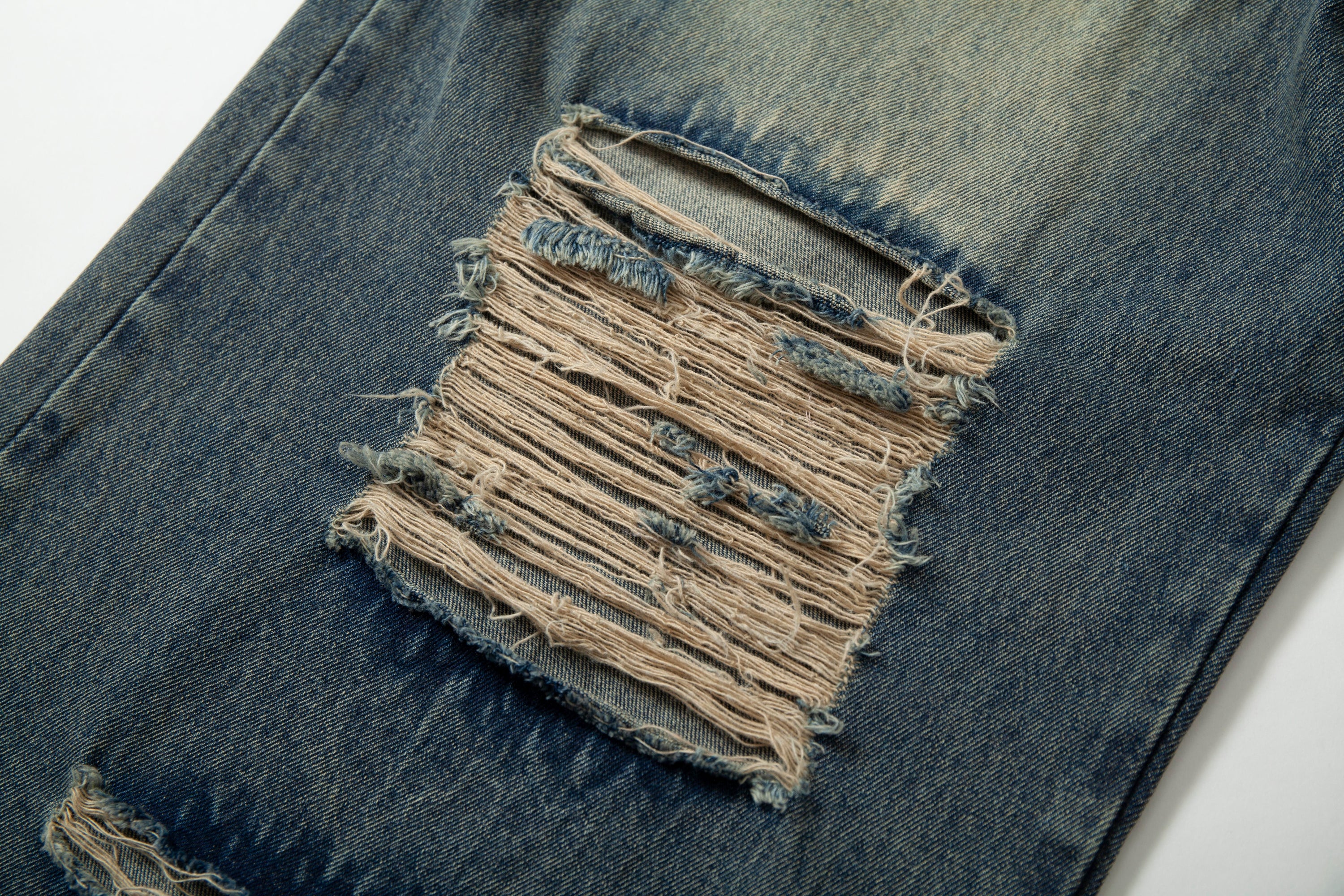 Omirad Patchwork Camo Panel Distressed Denim Jeans