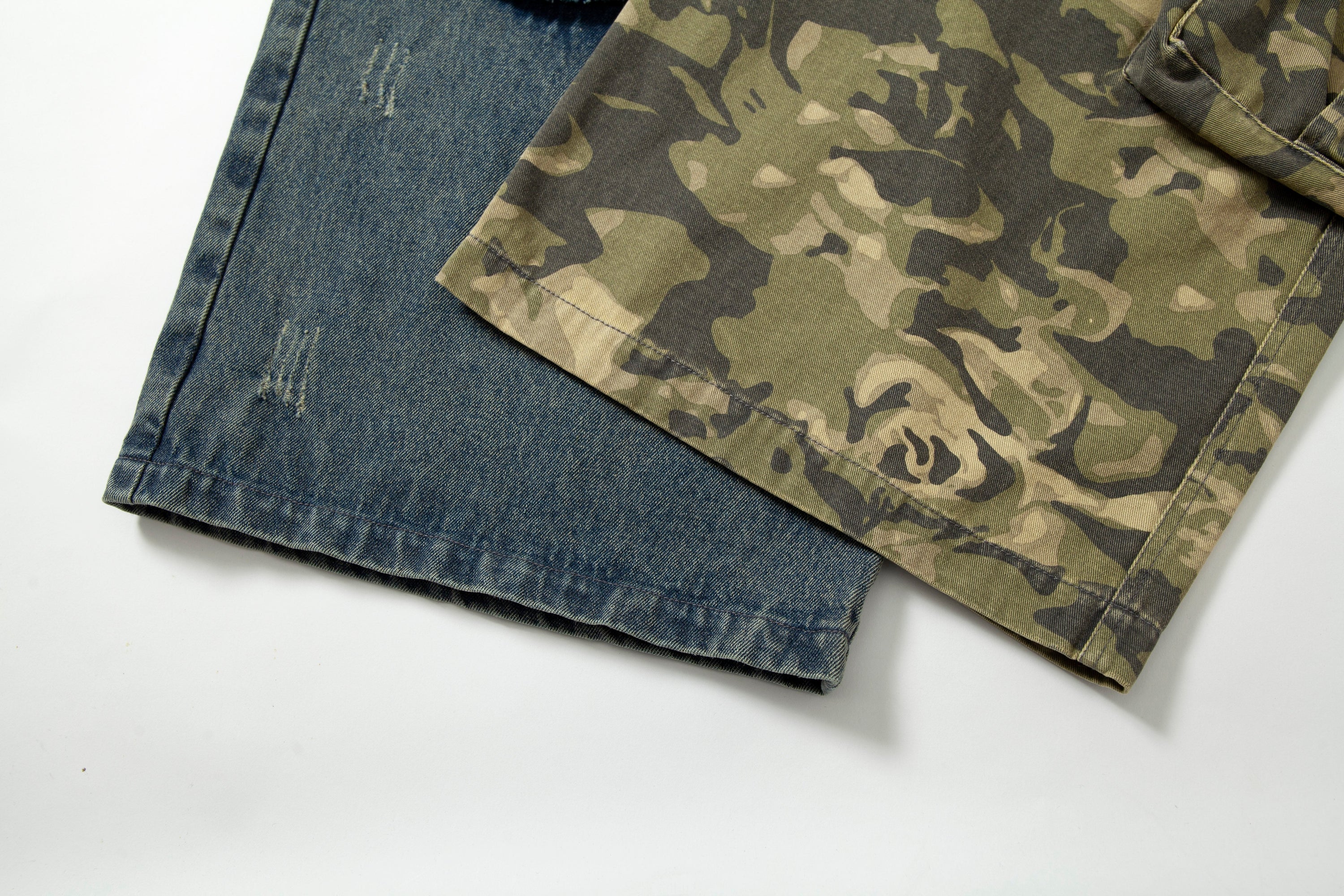 Omirad Patchwork Camo Panel Distressed Denim Jeans