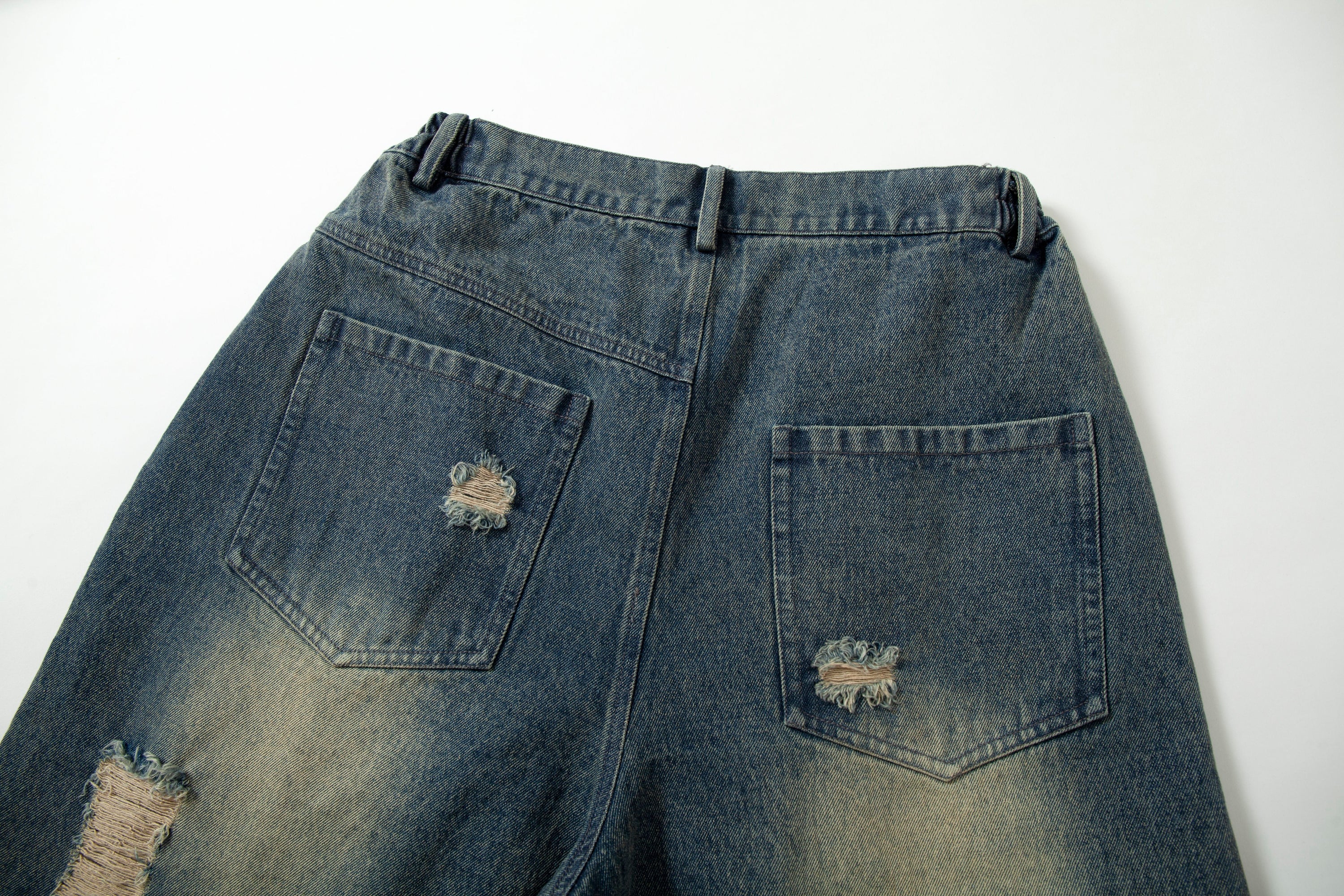 Omirad Patchwork Camo Panel Distressed Denim Jeans
