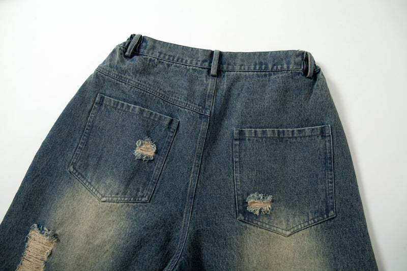 Omirad Patchwork Camo Panel Distressed Denim Jeans