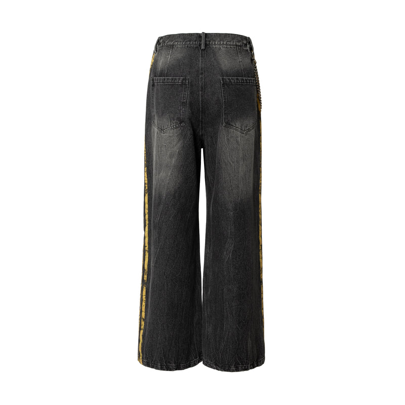 Omirad Side Stripe Washed Barrel-Leg Denim Jeans