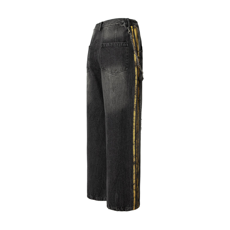 Omirad Side Stripe Washed Barrel-Leg Denim Jeans