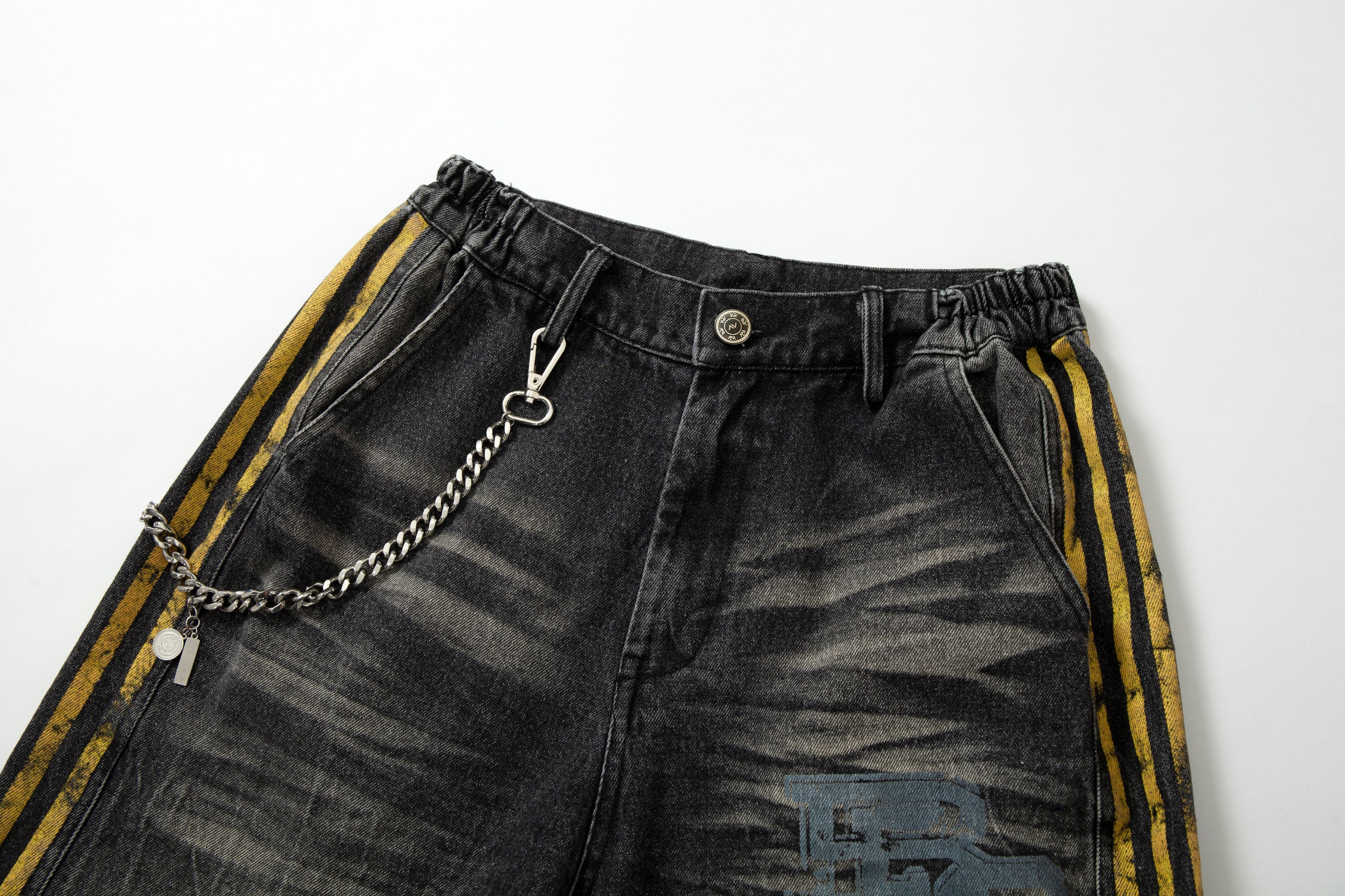 Omirad Side Stripe Washed Barrel-Leg Denim Jeans