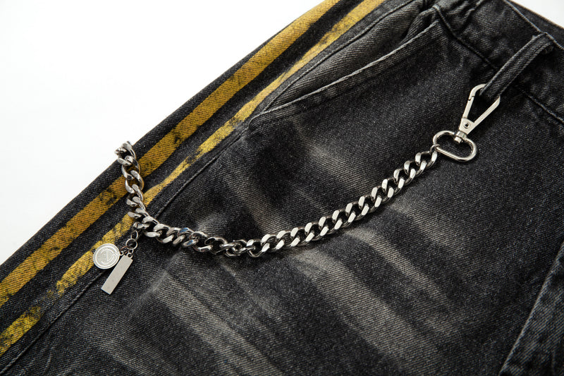 Omirad Side Stripe Washed Barrel-Leg Denim Jeans