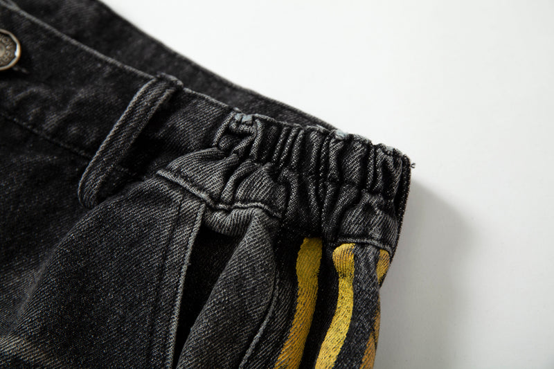 Omirad Side Stripe Washed Barrel-Leg Denim Jeans