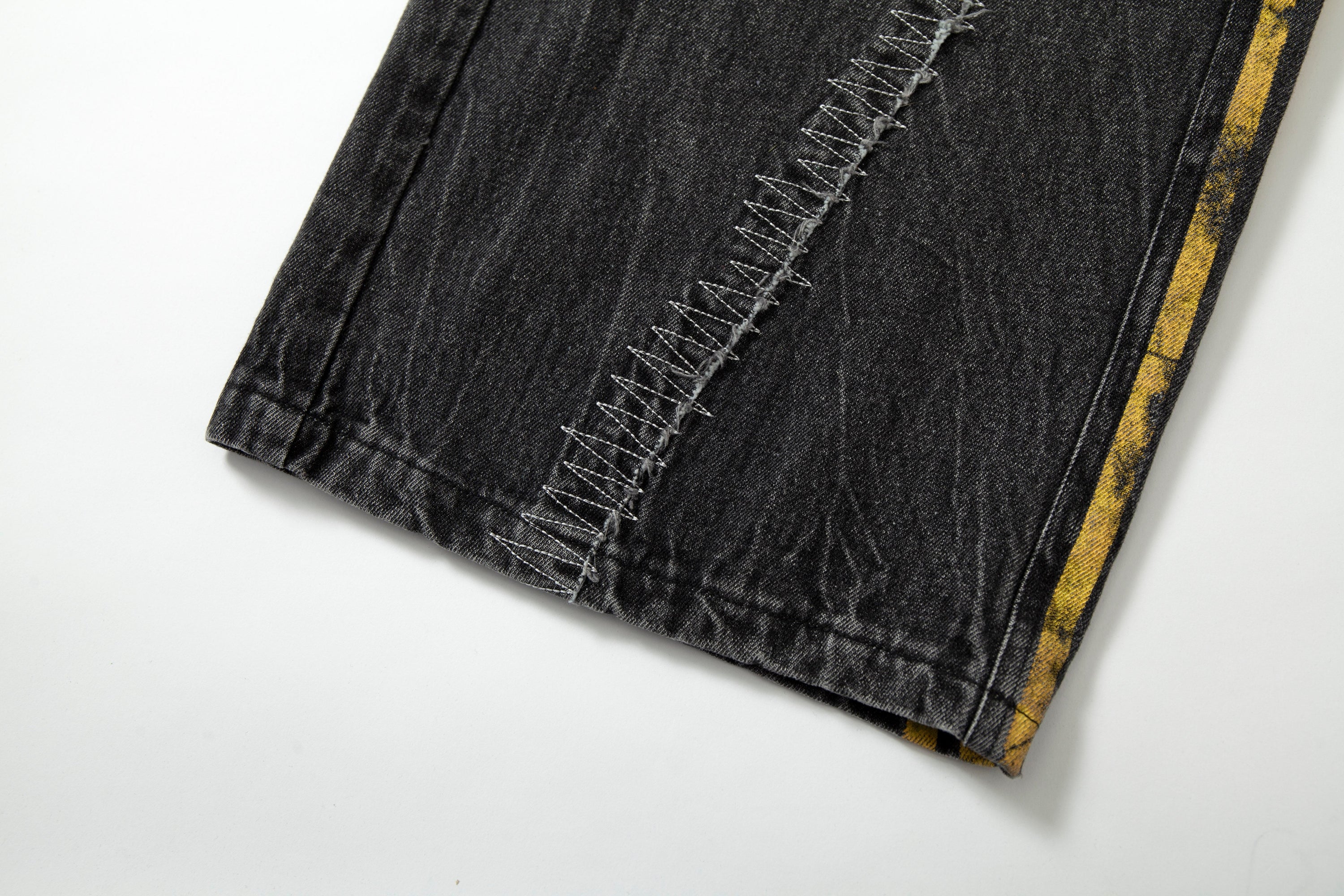 Omirad Side Stripe Washed Barrel-Leg Denim Jeans