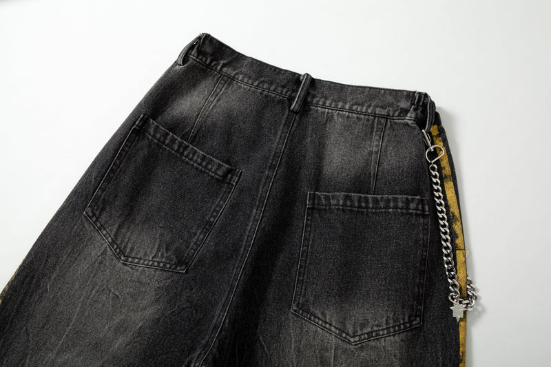 Omirad Side Stripe Washed Barrel-Leg Denim Jeans