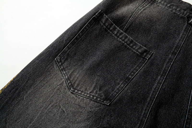 Omirad Side Stripe Washed Barrel-Leg Denim Jeans