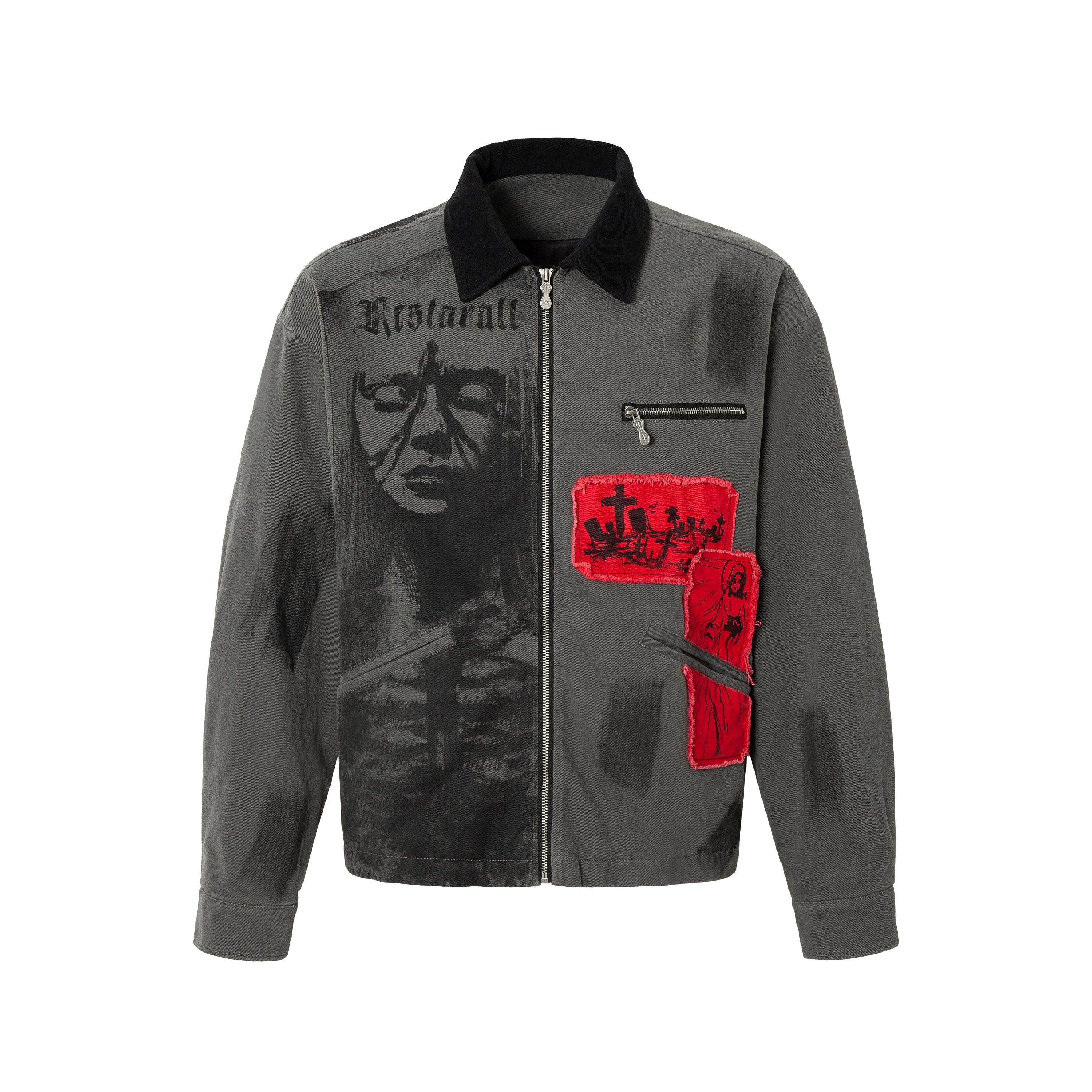 Omirad Gothic Patchwork Zip Jacket | Dark Street Graphic