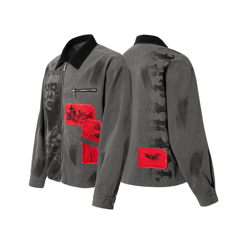 Omirad Gothic Patchwork Zip Jacket | Dark Street Graphic