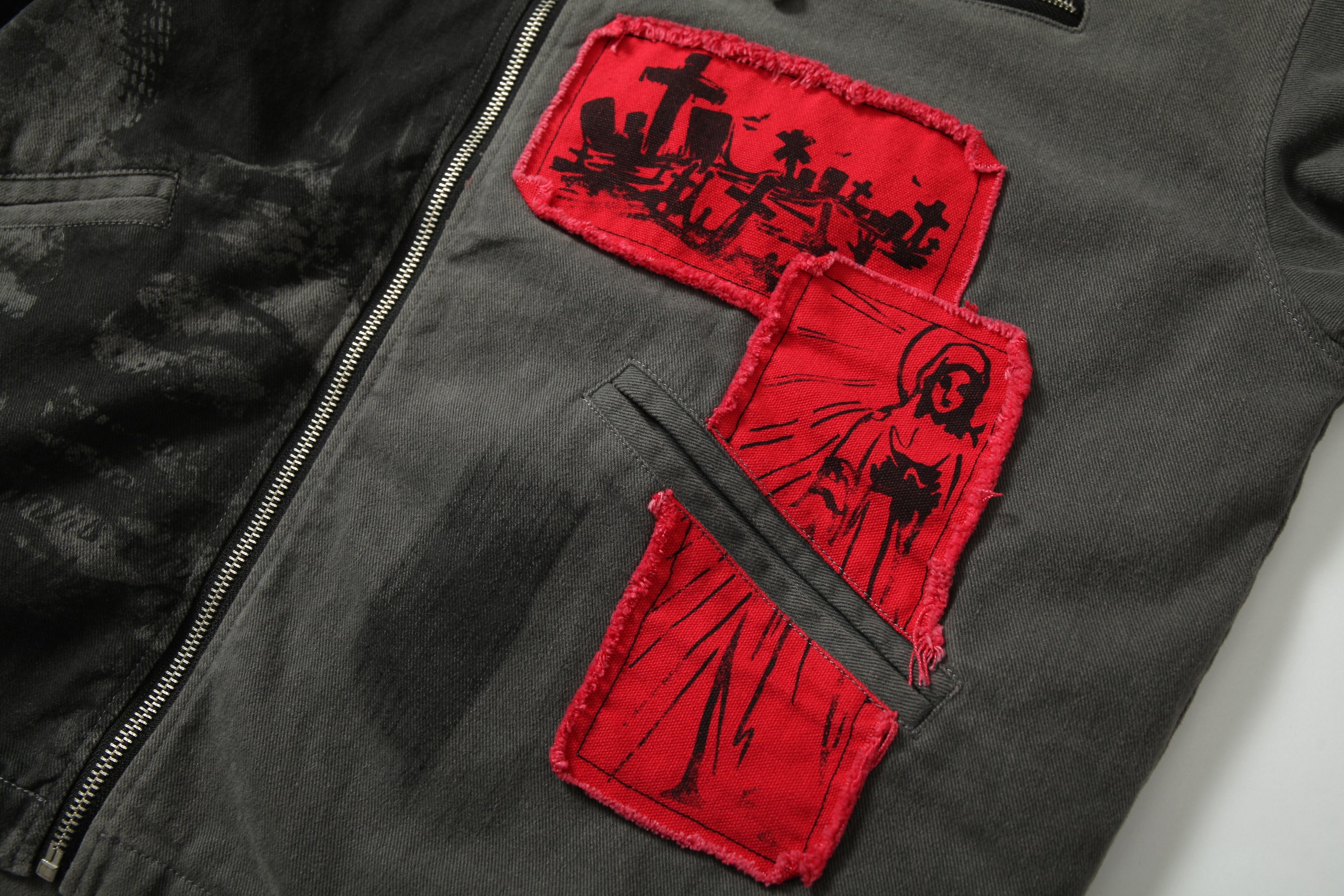 Omirad Gothic Patchwork Zip Jacket | Dark Street Graphic