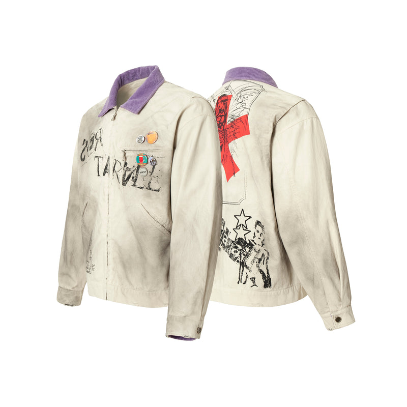 Omirad Vintage Washed Graphic Jacket | Graffiti Art Bomber