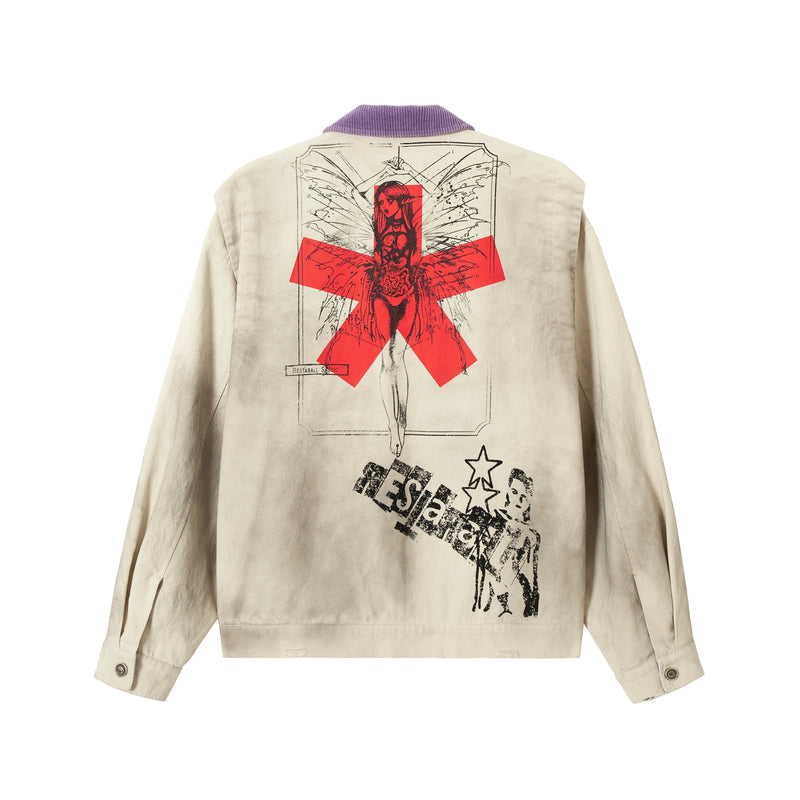 Omirad Vintage Washed Graphic Jacket | Graffiti Art Bomber