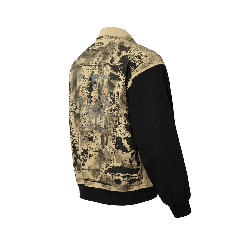 Omirad Vintage Graffiti Zip-Up Jacket | Contrast Sleeve Streetwear