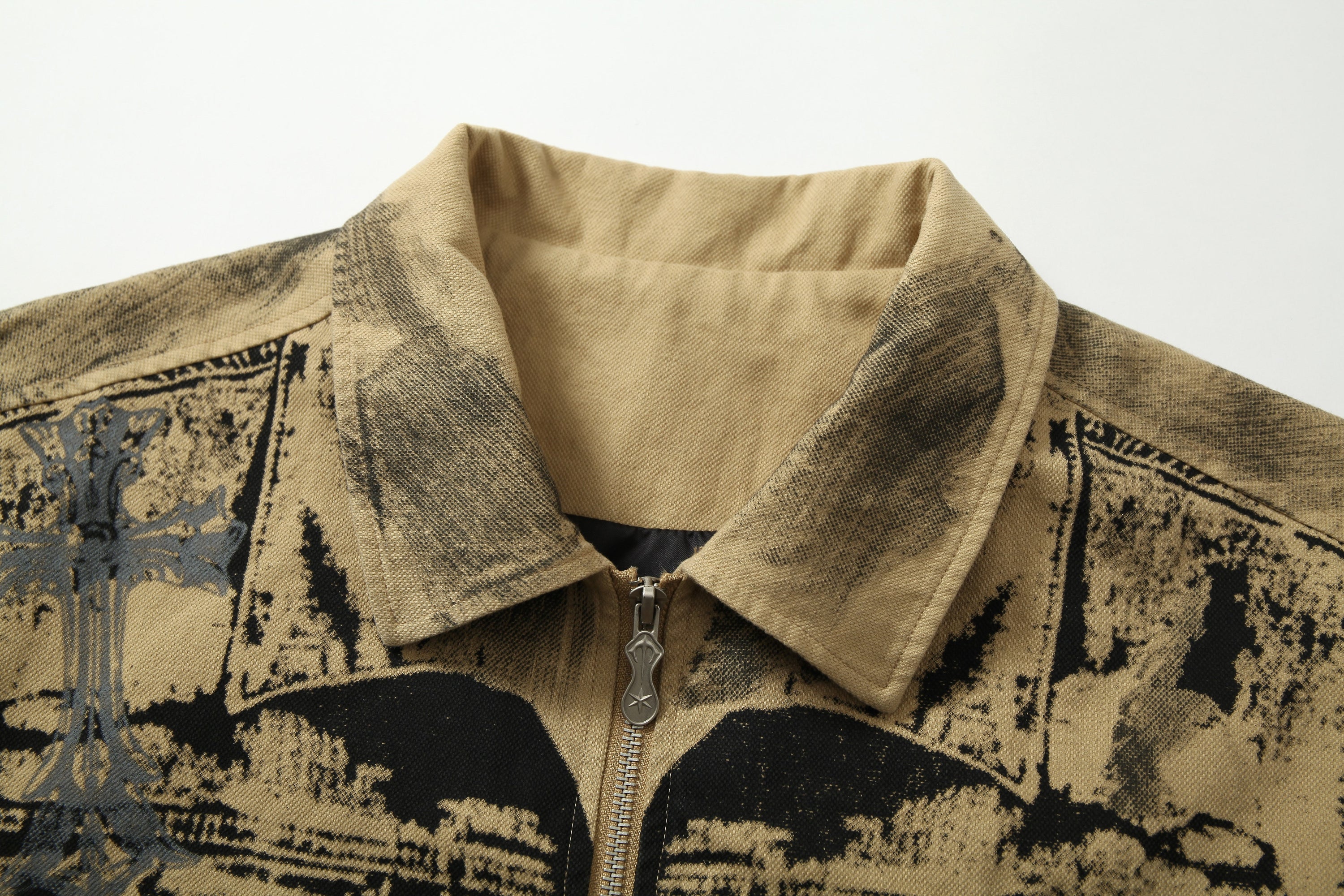 Omirad Vintage Graffiti Zip-Up Jacket | Contrast Sleeve Streetwear