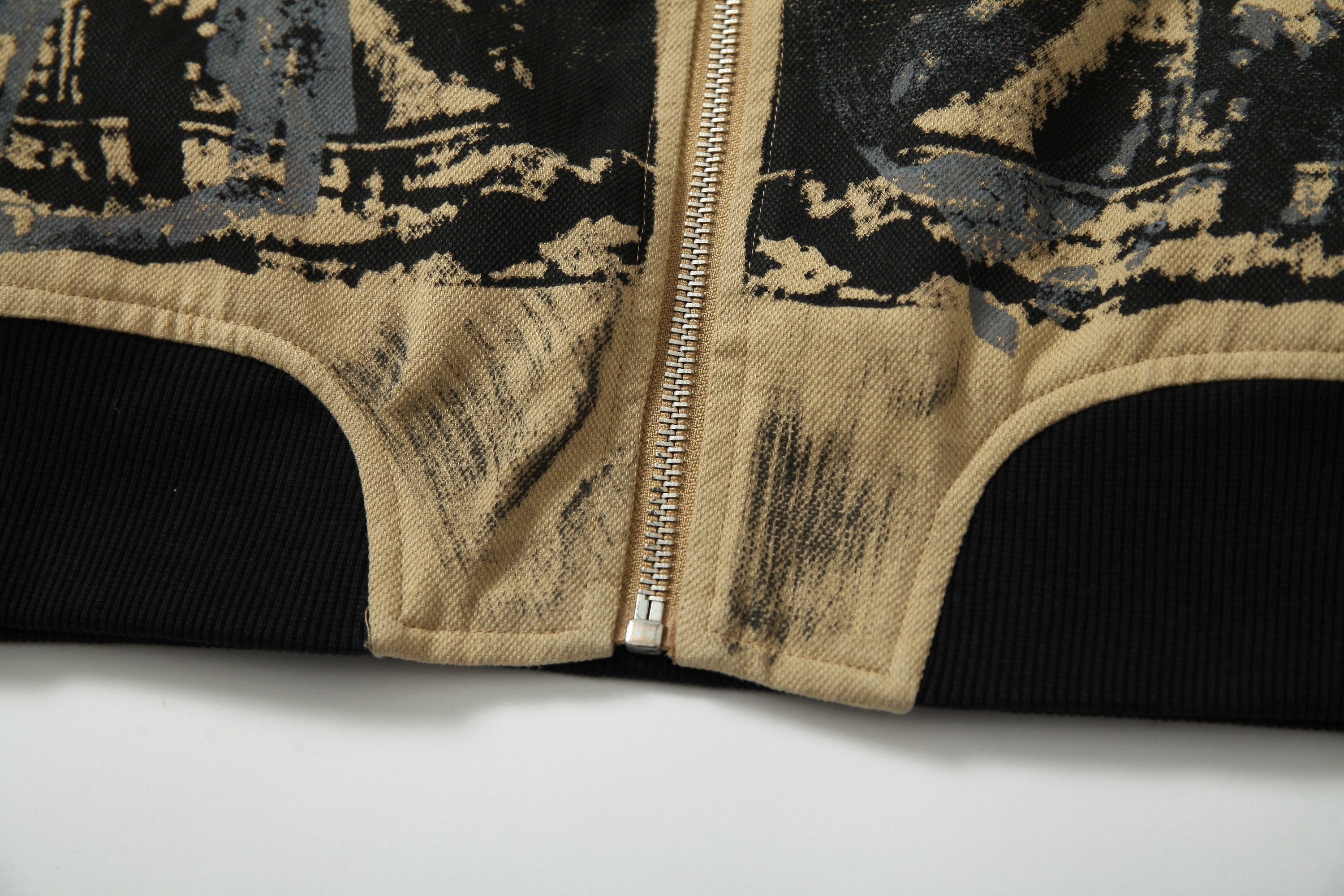 Omirad Vintage Graffiti Zip-Up Jacket | Contrast Sleeve Streetwear