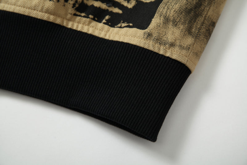 Omirad Vintage Graffiti Zip-Up Jacket | Contrast Sleeve Streetwear
