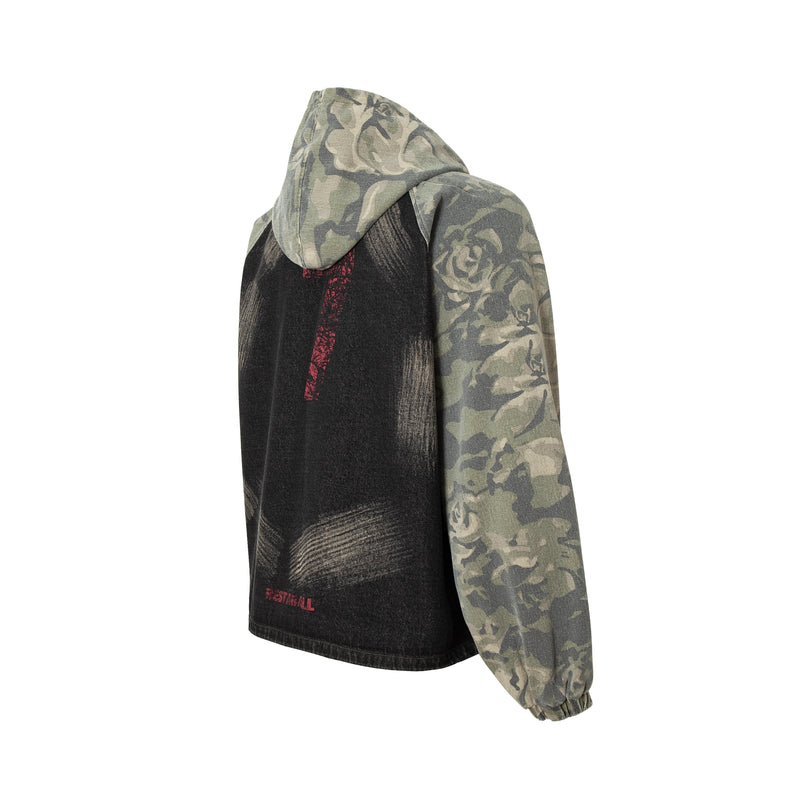 Omirad Rose Camo Embroidered Patch Zip-Up Hoodie