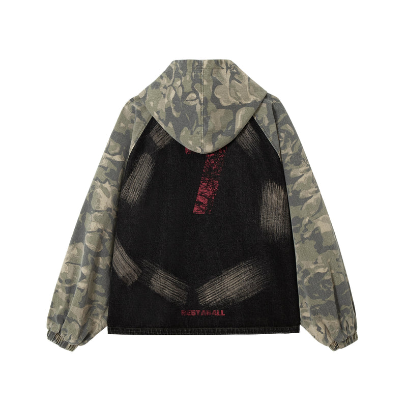 Omirad Rose Camo Embroidered Patch Zip-Up Hoodie