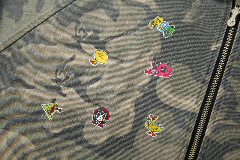 Omirad Rose Camo Embroidered Patch Zip-Up Hoodie