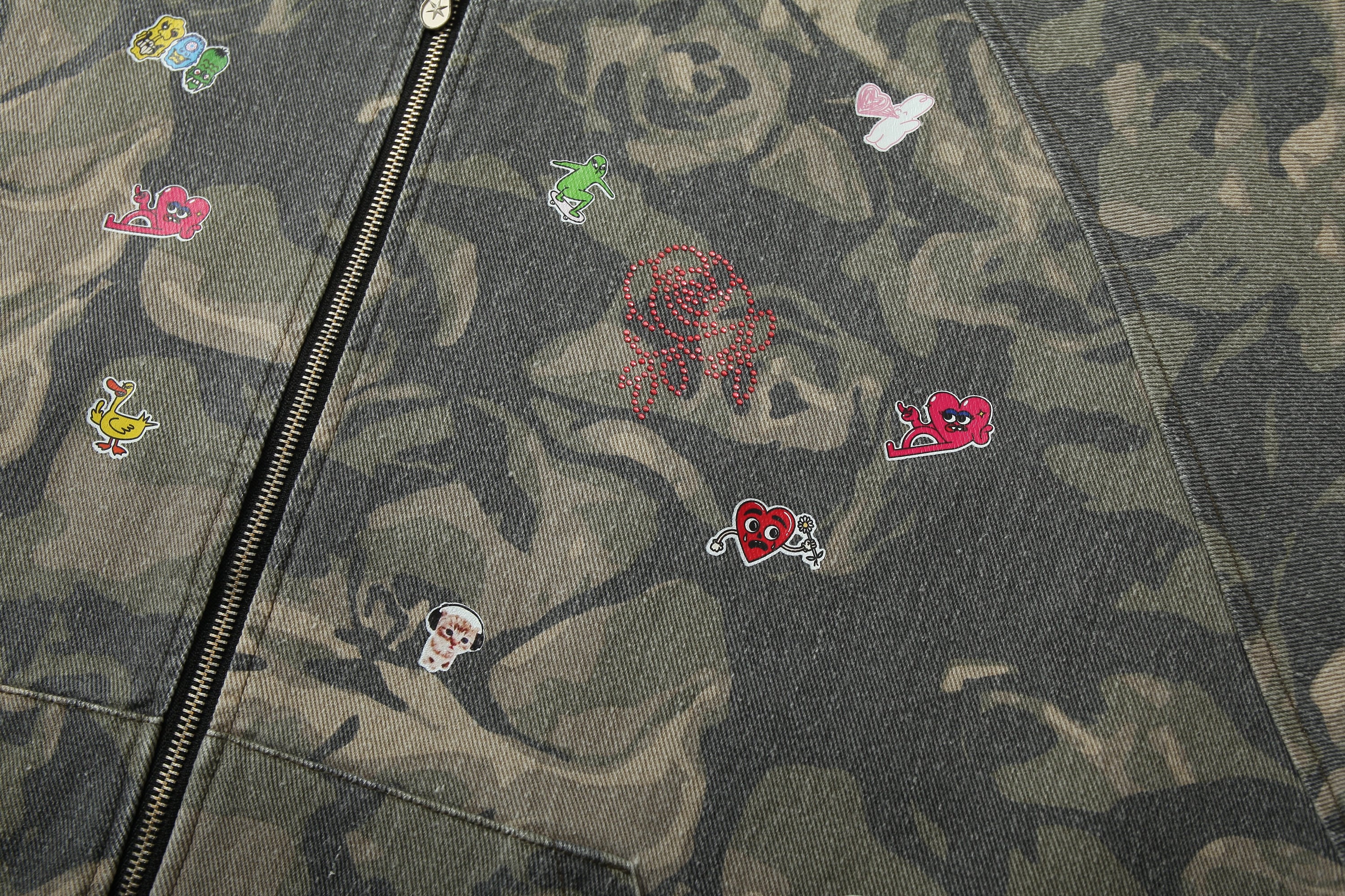 Omirad Rose Camo Embroidered Patch Zip-Up Hoodie