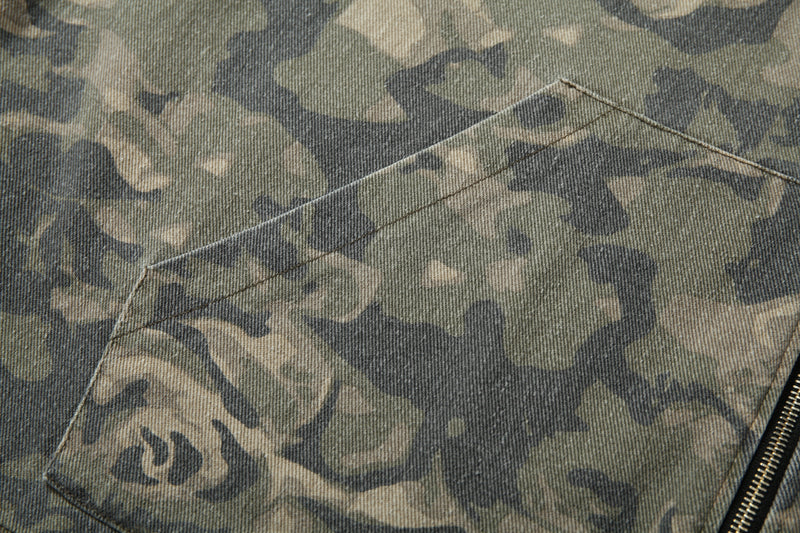 Omirad Rose Camo Embroidered Patch Zip-Up Hoodie