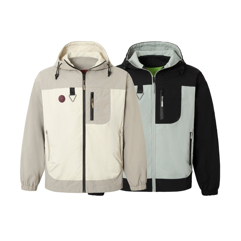 Colorblock Utility Windbreaker Jacket | Hooded Nylon Shell