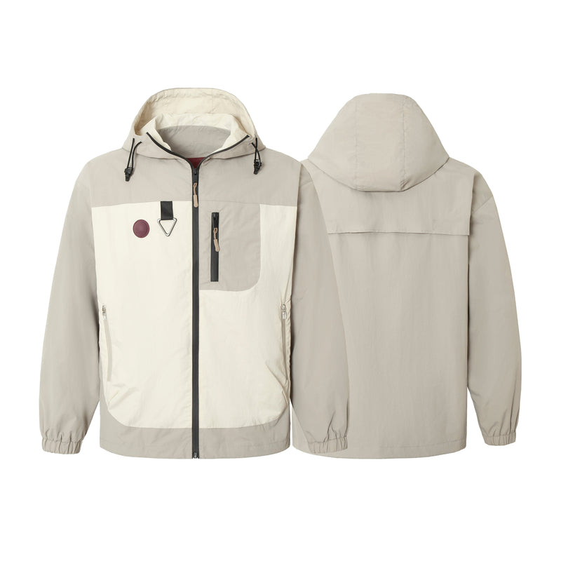 Colorblock Utility Windbreaker Jacket | Hooded Nylon Shell