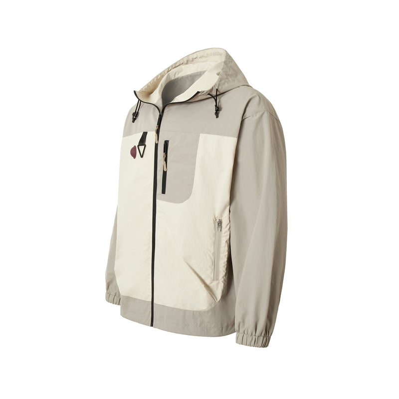 Colorblock Utility Windbreaker Jacket | Hooded Nylon Shell