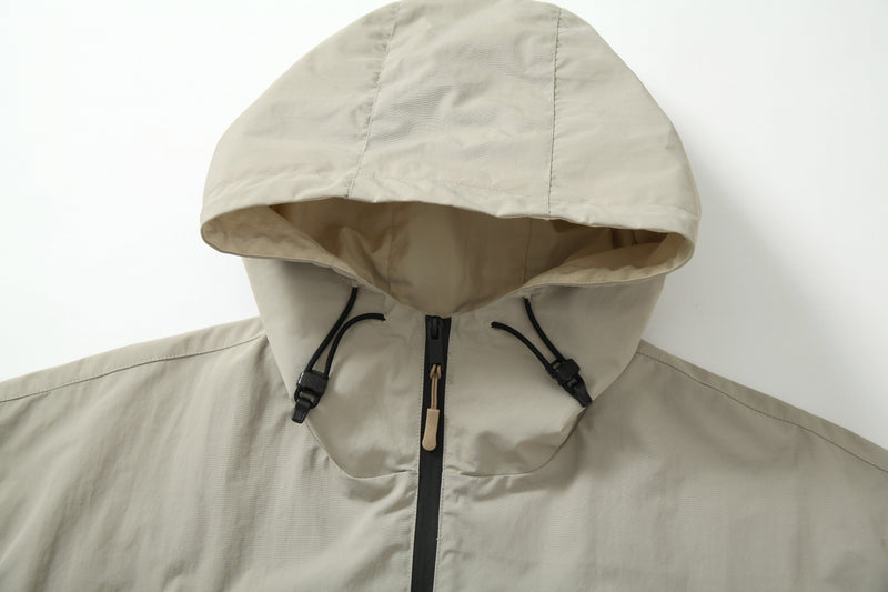 Colorblock Utility Windbreaker Jacket | Hooded Nylon Shell