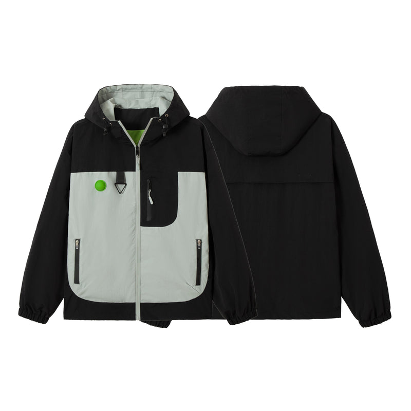 Colorblock Utility Windbreaker Jacket | Hooded Nylon Shell