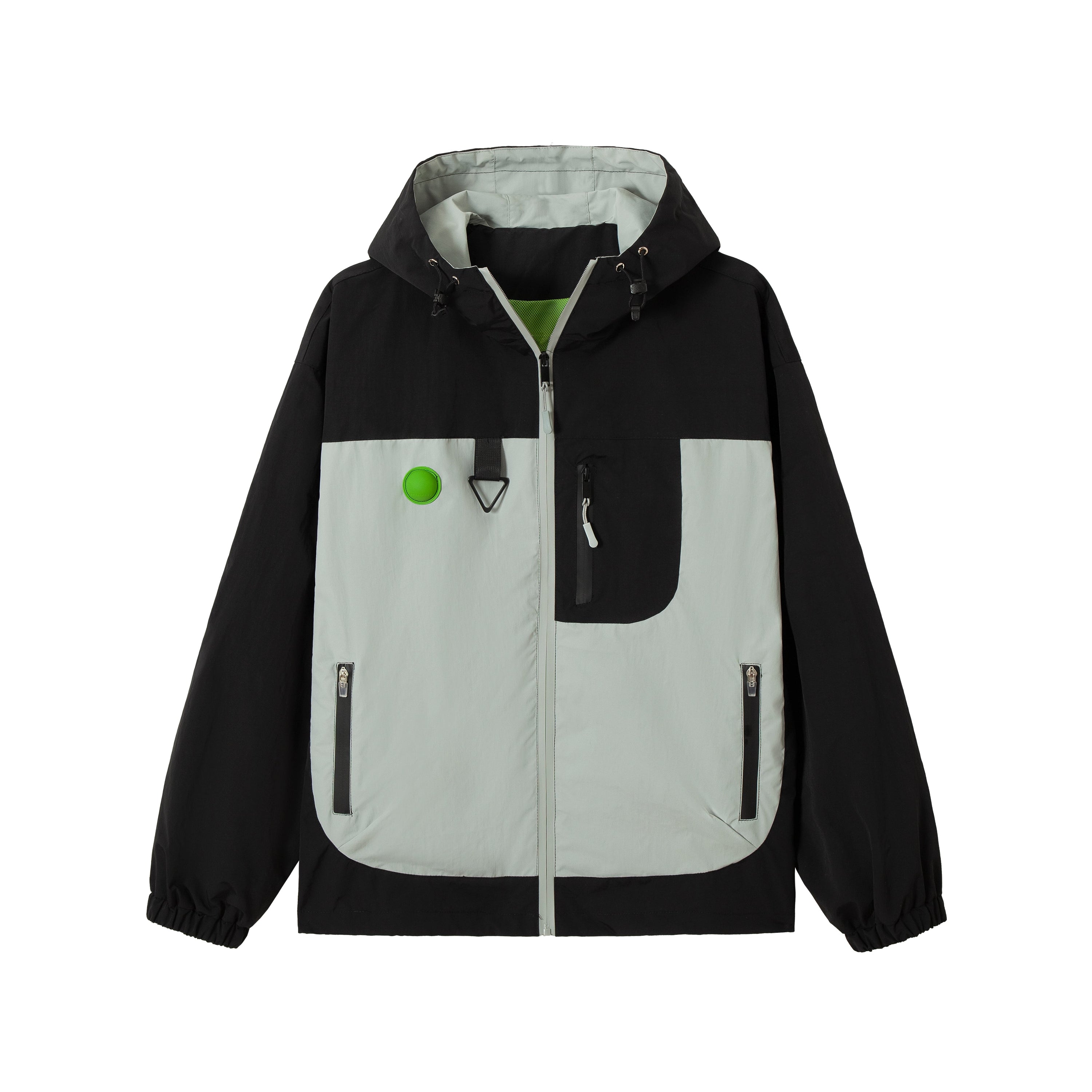 Colorblock Utility Windbreaker Jacket | Hooded Nylon Shell