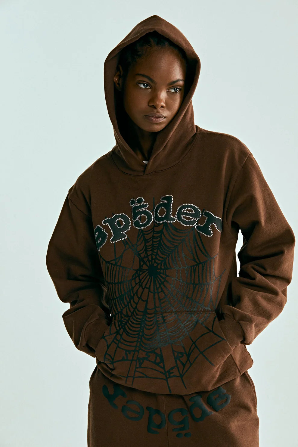Sp5der Web Hoodie – Mocha Brown 440GSM Heavyweight Streetwear Pullover