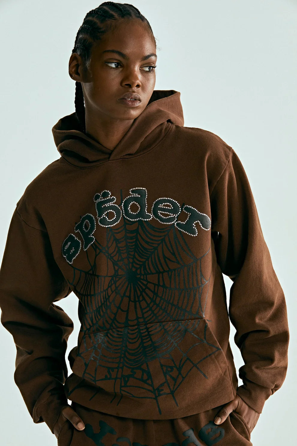 Sp5der Web Hoodie – Mocha Brown 440GSM Heavyweight Streetwear Pullover