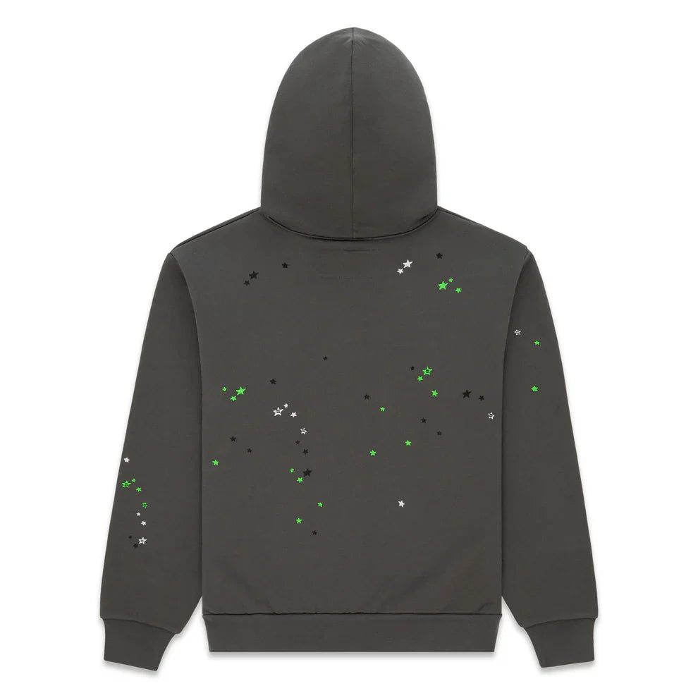 Sp5der “P!nk! Hares the Slime” Hoodie – Olive Green 440GSM