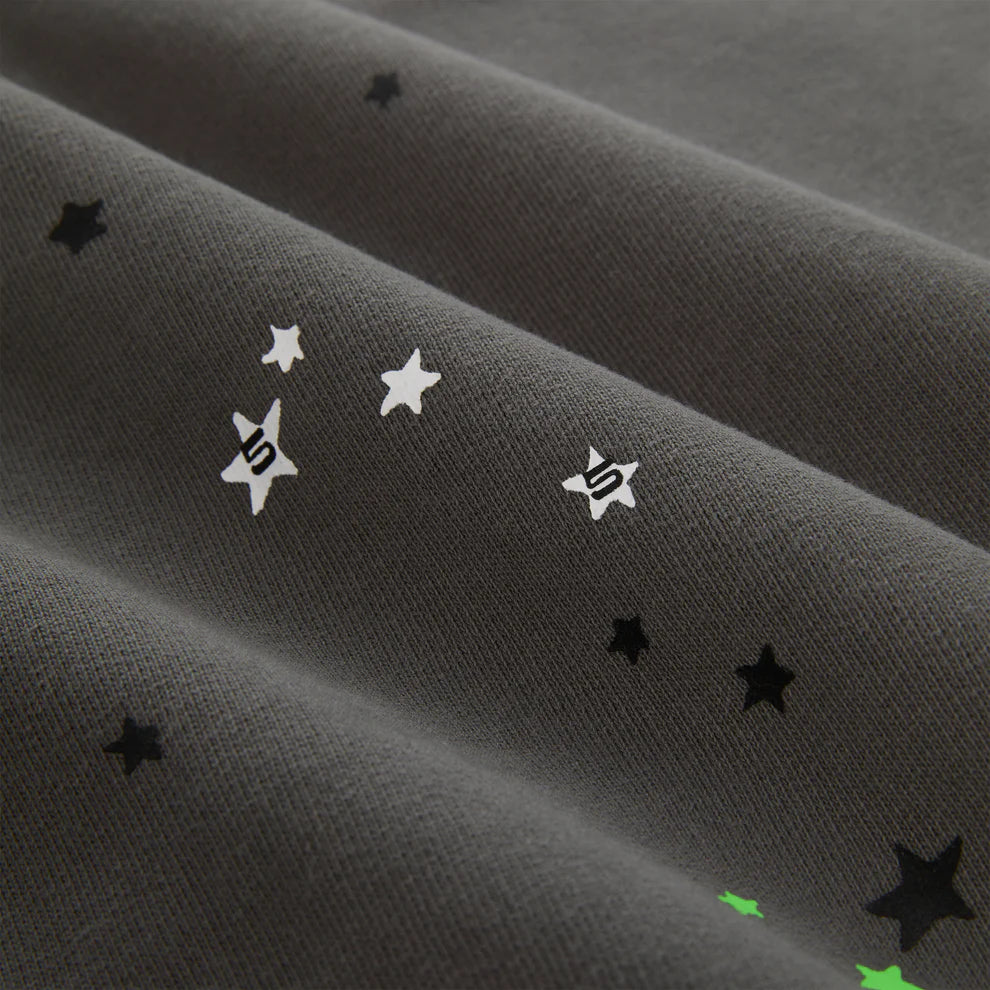 Sp5der “P!nk! Hares the Slime” Hoodie – Olive Green 440GSM Heavyweight Spider-Web Pullover