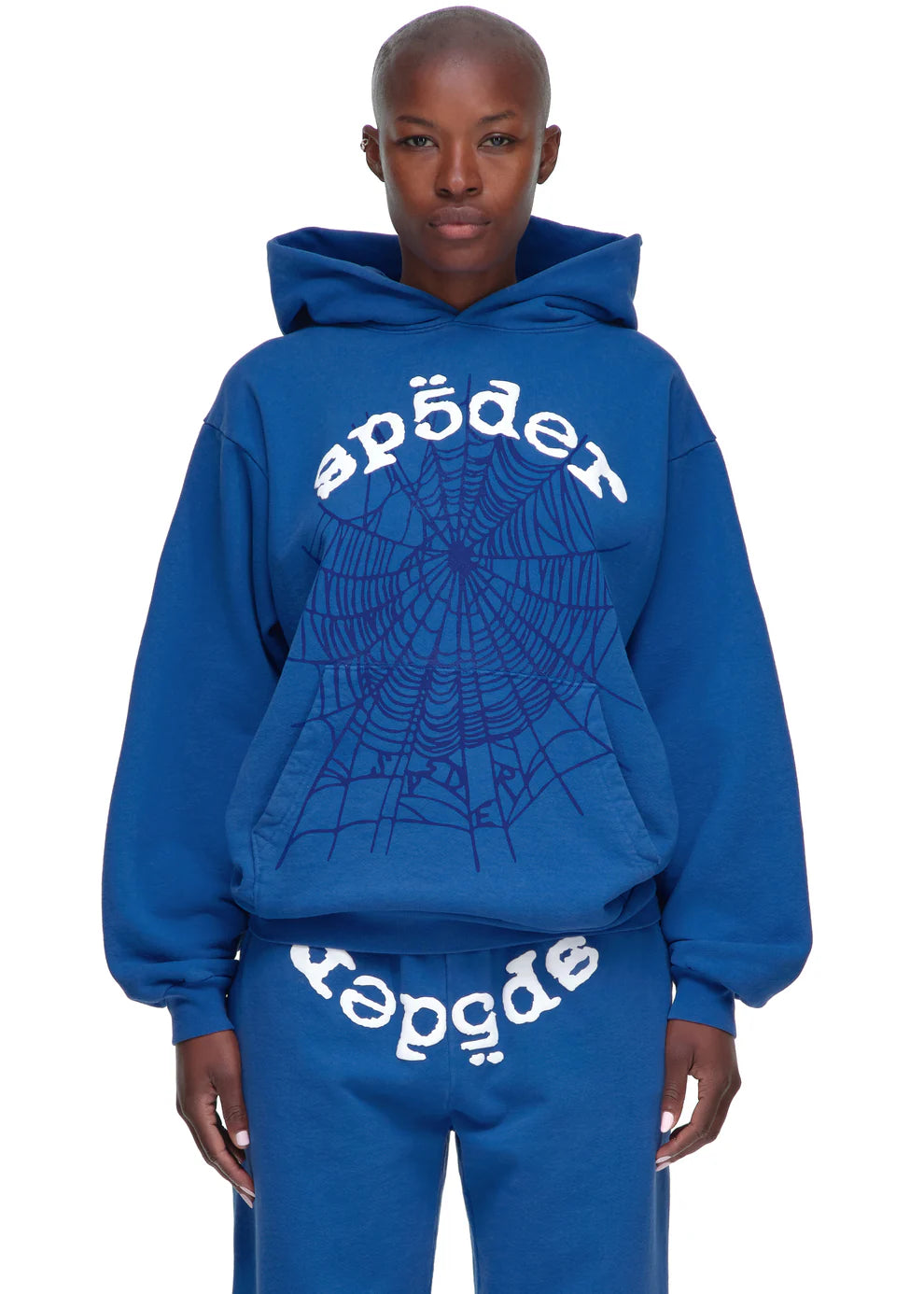 Sp5der OG Web Hoodie 440GSM – Royal Blue Heavyweight Spider-Web Graphic Sweatshirt