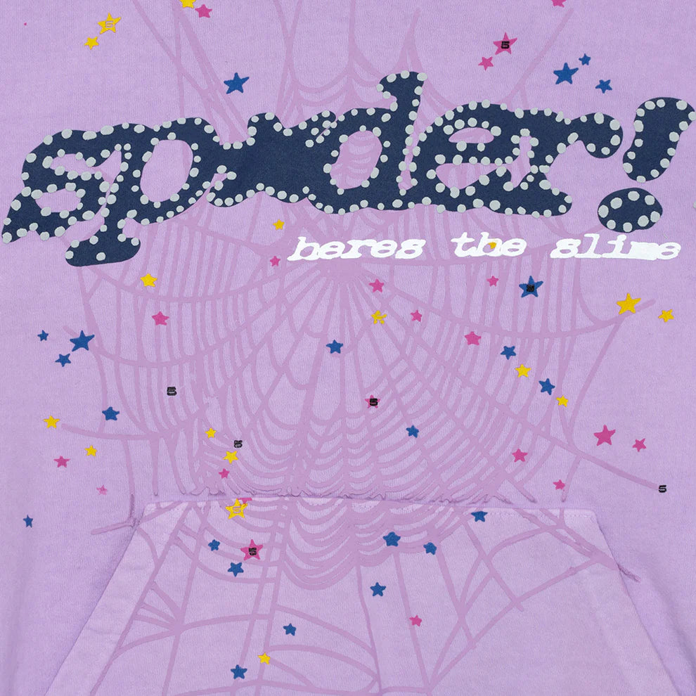 Sp5der “Hares the Slime” Hoodie – Lavender Purple 440GSM Heavyweight Spider-Web Streetwear Pullover
