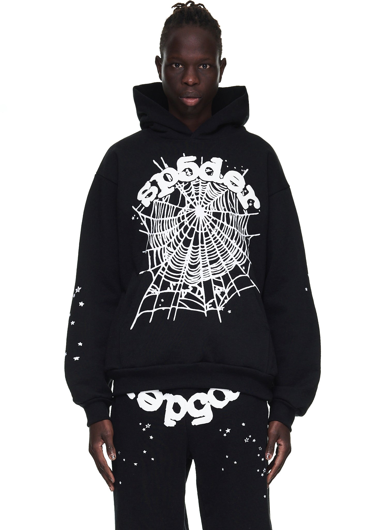Sp5der “Webcore Noir” Hoodie – Black &amp; White 440GSM Heavyweight Oversized Streetwear Pullover